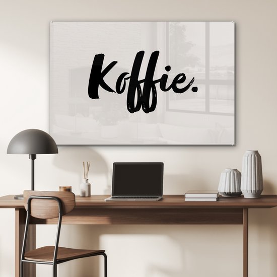 MuchoWow® Peinture sur verre 90x60 cm - Peinture acrylique sur verre - Café - Taupe - Citation - Photo sur verre - Peintures