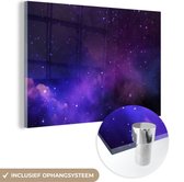 MuchoWow® Peinture sur verre 30x20 cm - Peinture sur verre acrylique - Ciel étoilé - Soleil - Univers - Photo sur verre - Peintures
