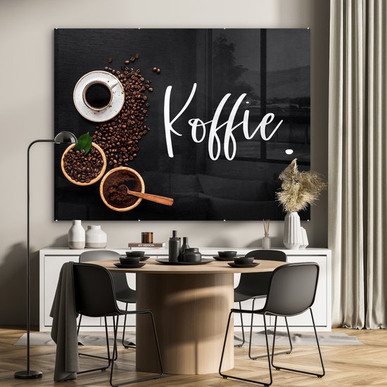 MuchoWow® Peinture sur verre 160x120 cm - Peinture sur verre acrylique - Dictons - Café - Citations - Photo sur verre - Peintures