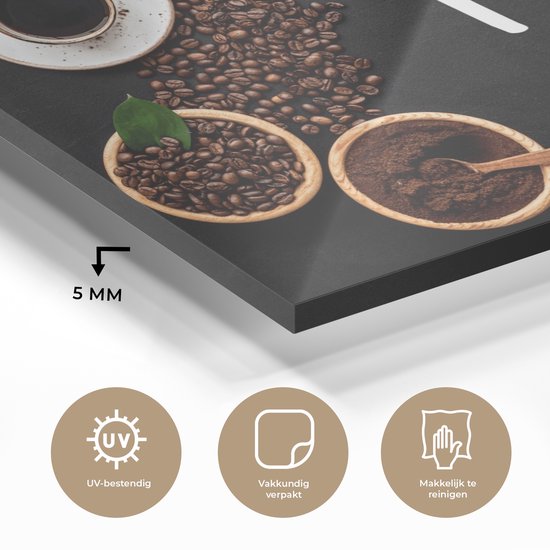 MuchoWow® Peinture sur verre 80x60 cm - Peinture sur verre acrylique - Dictons - Café - Citations - Photo sur verre - Peintures