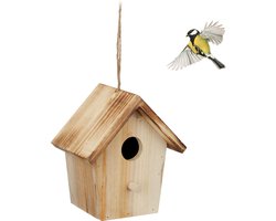 decoratief vogelhuisje - hout - 16 x 15 x 11 cm - hangend