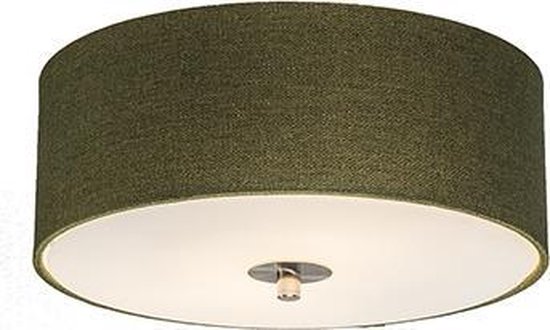 QAZQA drum jute - Moderne Plafondlamp met kap - 2 lichts - Ø 300 - Woonkamer | Slaapkamer | Keuken