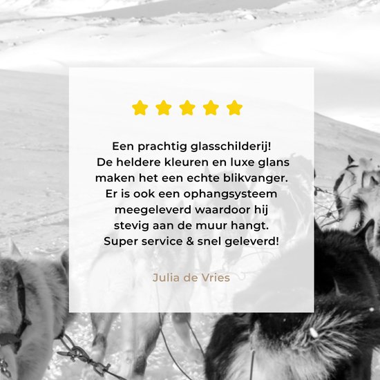 Peinture sur verre - Huskies tirant un traîneau à chiens - noir et blanc - 180x120 cm - Peintures sur Verre Peintures - Photo sur Glas