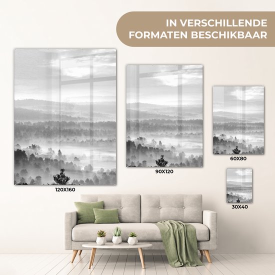 MuchoWow® Peinture sur Verre - Nature dans le Parc d'Espagne - noir et blanc - 90x120 cm - Peintures sur Verre Peintures - Photo sur Glas