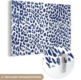Peinture sur verre MuchoWow® 30x20 cm - Peinture acrylique sur verre - Imprimé panthère - Blauw - Taches - Photo sur verre - Peintures