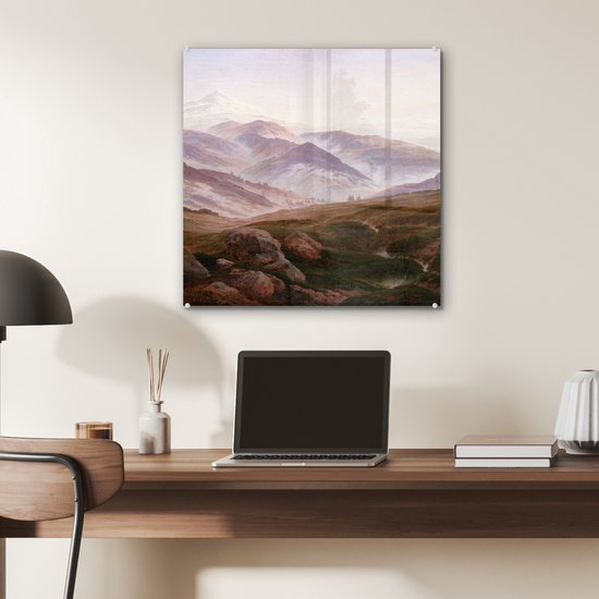 MuchoWow® Peinture sur verre 50x50 cm - Peinture sur verre - Monts des Giant - Caspar David Friedrich - Photo sur verre acrylique - Peintures