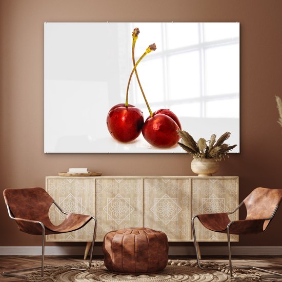 Peinture sur verre - Cerise - Wit - Rouge - 180x120 cm - Peintures Plexiglas