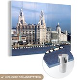 MuchoWow® Glasschilderij 90x60 cm - Schilderij acrylglas - Engeland - Liverpool - Haven - Foto op glas - Schilderijen