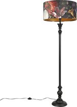 QAZQA classico - Klassieke Vloerlamp | Staande Lamp met kap - 1 lichts - H 1565 mm - Zwart Goud - Woonkamer | Slaapkamer | Keuken
