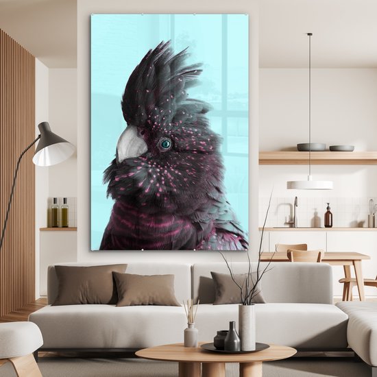 MuchoWow® Peinture sur Verre - Cacatoès - Vogel - Blauw - 100x150 cm - Peintures sur Verre Acrylique - Photo sur Glas