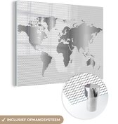 MuchoWow® Glasschilderij 40x30 cm - Schilderij acrylglas - Wereldkaart Golven - zwart wit - Foto op glas - Schilderijen
