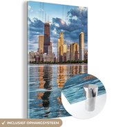 MuchoWow® Glasschilderij 20x30 cm - Schilderij acrylglas - Chicago - Water - Wolken - Foto op glas - Schilderijen