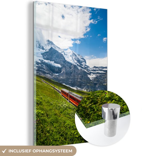Peinture sur verre - Alpes - Berg - Train - Suisse - 60x90 cm - Peintures  Plexiglas | bol.