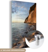 MuchoWow® Glasschilderij 60x90 cm - Schilderij acrylglas - Zee - Strand - Kliffen - Foto op glas - Schilderijen