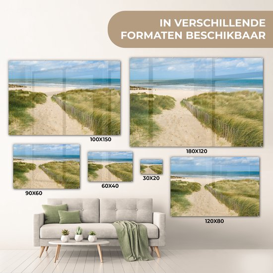 Peinture sur verre - Plage - Mer - Dune - België - 120x80 cm - Peintures Plexiglas