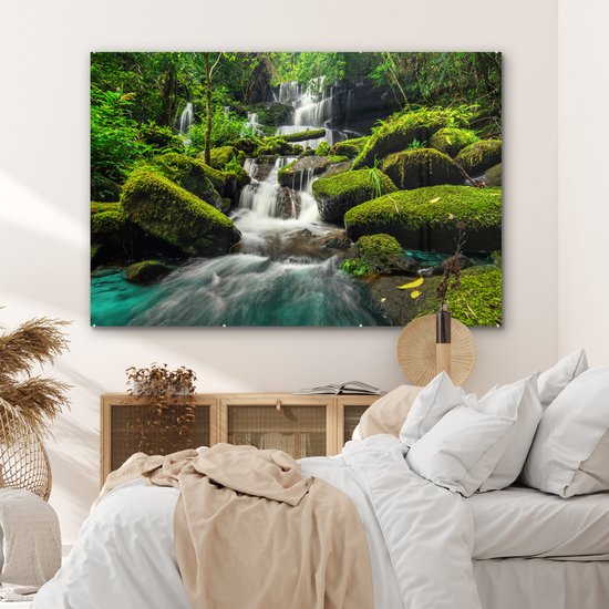 Peinture sur Verre - Cascade - Mousse - Nature - 150x100 cm - Peintures sur Verre Peintures - Photo sur Glas