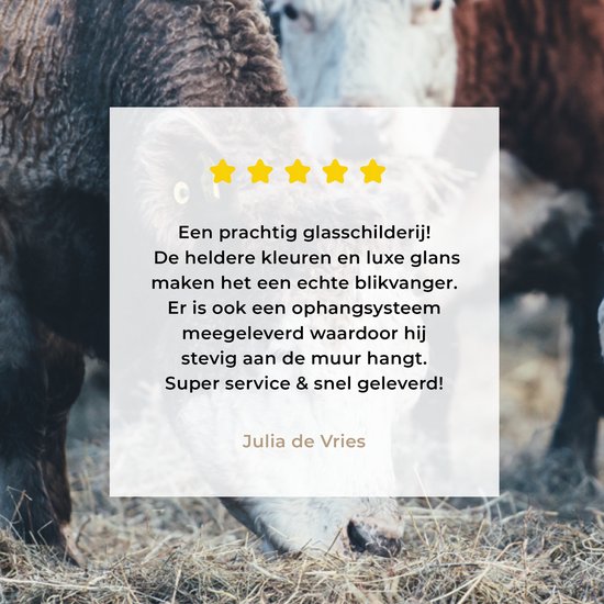 MuchoWow® Peinture sur Verre - Animaux - Vache - Ferme - 120x90 cm - Peintures sur Verre Acrylique - Photo sur Glas