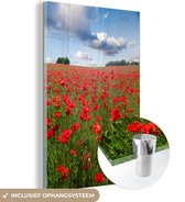 MuchoWow® Peinture sur verre 60x90 cm - Peinture sur verre acrylique - Coquelicots - Ciel - Fleurs - Photo sur verre - Peintures
