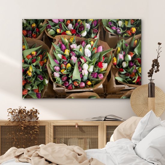 Peinture sur verre - Fleurs - Tulipes - Bouquet - 120x80 cm - Peintures Plexiglas