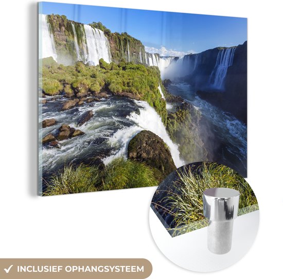 ® Glasschilderij 30x20 cm - Schilderij acrylglas - De waterval van Iguaçu in Brazilië - Foto op glas - Muurdecoratie woonkamer - Wanddecoratie slaapkamer - Schilderijen