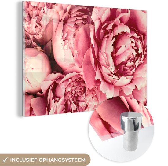 Peintures sur Verre - Roses - Bloem - Rose - 180x120 cm - Peintures Plexiglas