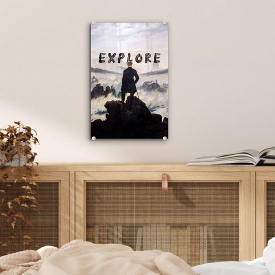 Peinture sur verre - Le marcheur au dessus des brumes - Caspar David Friedrich - Explorer - 20x30 cm - Peintures Plexiglas