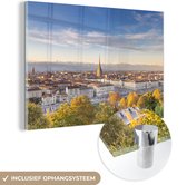 MuchoWow® Glasschilderij 120x80 cm - Schilderij acrylglas - Zonsondergang - Turijn - Italië - Foto op glas - Schilderijen