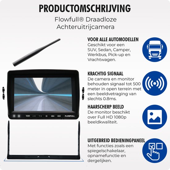 BrandWay Bedrade Achteruitrijcamera Set Met 7 Inch Scherm   Achteruitrij Camera Bedraad Voor Auto Camper Caravan Vrachtwagen Landbouw Machines 5
