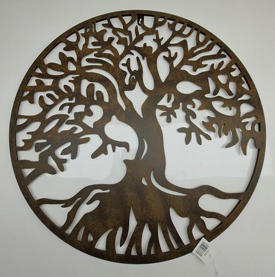 Denza - Levensboom orgineel Tree of Life HS-88 wanddecoratie Rond Industrieel Muurdecoratie metaal - lifetree - – blik – diameter 51 cm, dikte 2 mm, rand 8 mm Arbre de Vie Arbre de Life