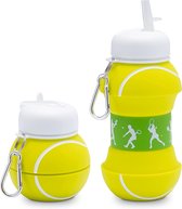 Drinkfles kinderen - BPA-vrij - vaatwasmachinebeendige sportfles - voor school, vrije tijd en sport - incl. karabijnhaak - optvouwbaar - fles tennisbal