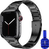 By Qubix compatible Apple Watch bandje staal - 42mm - 44mm - 45mm - Ultra 49mm - RVS metaal schakelband - Zwart