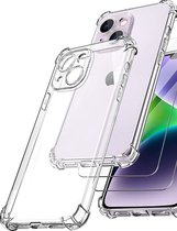 Geschikt voor iPhone 14 transparant siliconen hoes - achterkant met uitgestoken hoeken - anti shock - doorzichtig - met extra camera bescherming