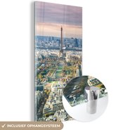 MuchoWow® Glasschilderij 40x80 cm - Schilderij acrylglas - Parijs - Eiffeltoren - Stad - Foto op glas - Schilderijen