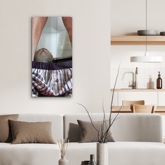 Peinture sur Verre - Chat - Pantalon - Toilettes - 40x80 cm - Peintures sur Verre Peintures - Photo sur Glas