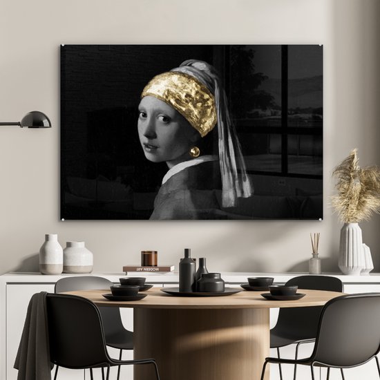Peinture sur Verre - Fille à la Perle - Vermeer - Or - 120x80 cm - Peintures sur Verre Peintures - Photo sur Glas