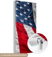 MuchoWow® Glasschilderij 60x120 cm - Schilderij acrylglas - Close-up van de vlag van de Verenigde Staten - Foto op glas - Schilderijen