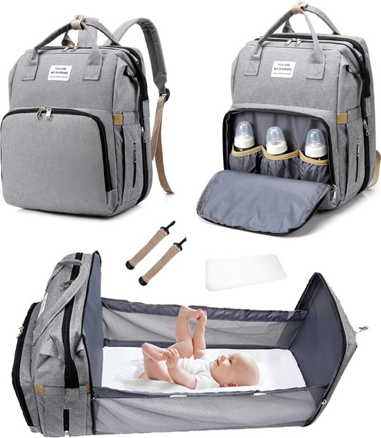 MoFut Sac à Dos à Langer avec Matelas à Langer, Grand Sac à Langer pour  Bébé, Sac à Langer Multifonctionnel, Sac à Dos D'école, Sac à Dos de Voyage