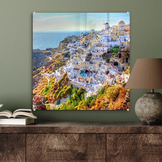 Peinture sur Verre - Montagnes de Santorin Grèce - 50x50 cm - Peintures sur Verre Peintures - Photo sur Glas