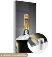 MuchoWow® Peinture sur verre - Bouteille de champagne dans un seau à glace - 20x40 cm - Peintures sur verre acrylique - Photo sur Glas