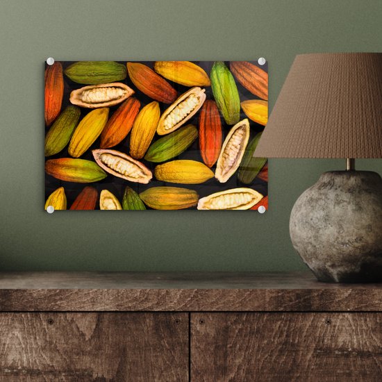 Cabosses ouvertes et fermées des fèves de cacao Plexiglas 30x20 cm - petit - Tirage photo sur Glas (décoration murale plexiglas)