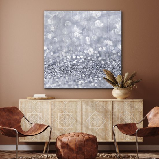 MuchoWow® Peinture sur Verre - Paillettes Argentées - 90x90 cm - Peintures sur Verre Acrylique - Photo sur Glas