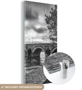 MuchoWow® Peinture sur verre - Pont - Maastricht - Zwart - Wit - 60x120 cm - Peintures sur verre acrylique - Photo sur Glas