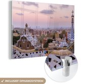 MuchoWow® Glasschilderij 180x120 cm - Schilderij acrylglas - Het Park Güell tijdens de schemering in Spanje - Foto op glas - Schilderijen