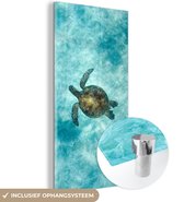 MuchoWow® Glasschilderij 20x40 cm - Schilderij acrylglas - Schildpad in de zee - Foto op glas - Schilderijen