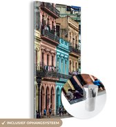 MuchoWow® Peinture sur verre - Bâtiments cubains colorés dans la ville de La Havane - 80x160 cm - Peintures sur verre acrylique - Photo sur Glas