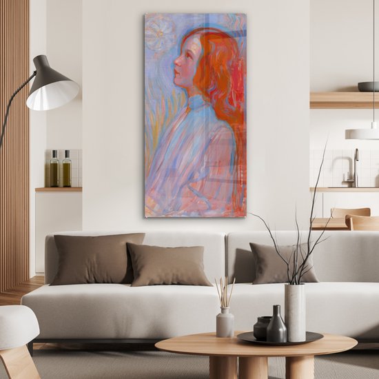 MuchoWow® Tableau en verre 60x120 cm - Peinture sur verre acrylique - Dévotion - Piet Mondriaan - Photo sur verre - Peintures