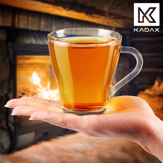 KADAX Verres à thé, lot de 6, verres avec anse, verres à eau, verres à jus,  tasses en verre, ensemble de verres pour thé, café, eau, thé glacé, verres  à boire, passe