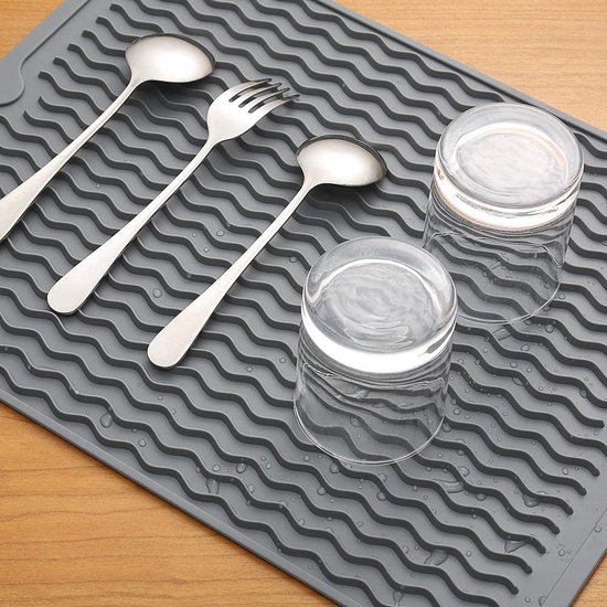 Tapis égouttoir Silicone Antidérapant Pour évier - Noir, 70 Cm, Passe Au Lave-vaisselle