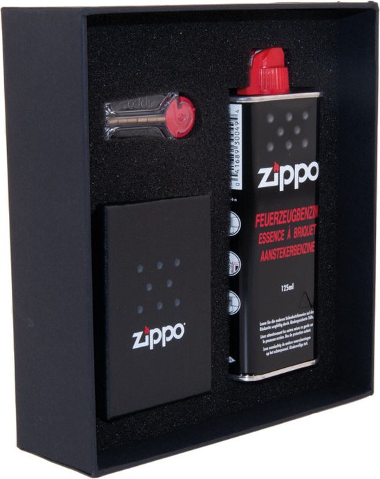 Set Cadeau Zippo - Briquet - Zippo Chrome Brossé avec Pierres à