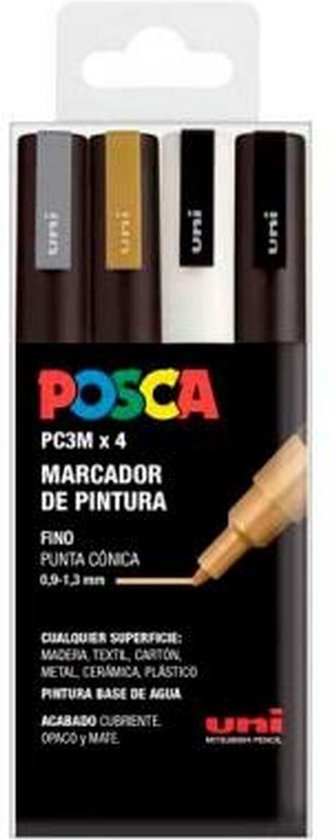 UNI Posca viltstiftenset, 3M, GSWB, 4 stuks